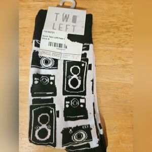 Two Left Feet Brand Black and White Retro Camera Socks